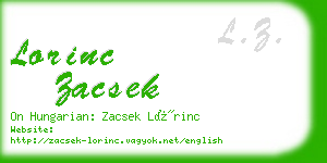 lorinc zacsek business card